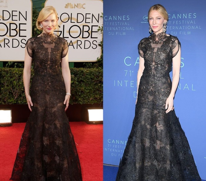 2014 წლის ოქროს გლობუსის დაჯილდოება (მარცხნივ) და 2018 წლის კანის კინოფესტივალი